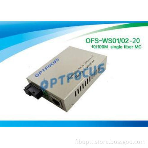 Single Fiber SM SC Fiber Media Converter , 100KM 10 / 100M